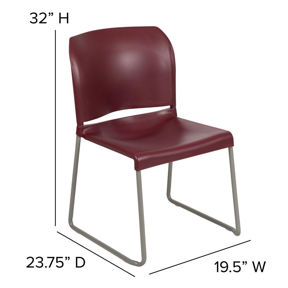 Hercules Series 880 Lb. Capacity Burgundy Full Back Contoured Stack Chair With Gray Powder Coated Sled Base By Flash Furniture | Side Chairs | Modishstore - 4