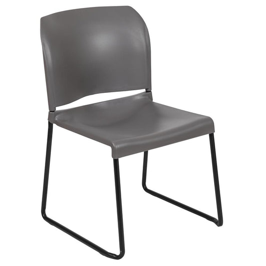 Hercules Series 880 Lb. Capacity Gray Full Back Contoured Stack Chair With Black Powder Coated Sled Base By Flash Furniture | Side Chairs | Modishstore