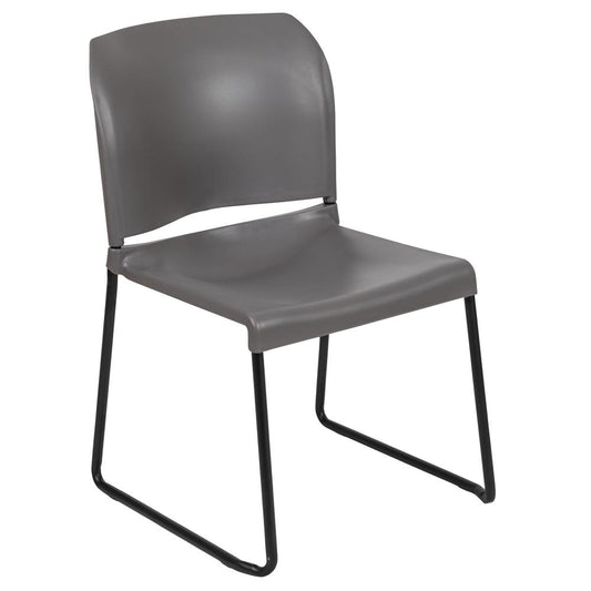 Hercules Series 880 Lb. Capacity Gray Full Back Contoured Stack Chair With Black Powder Coated Sled Base By Flash Furniture | Side Chairs | Modishstore - 1