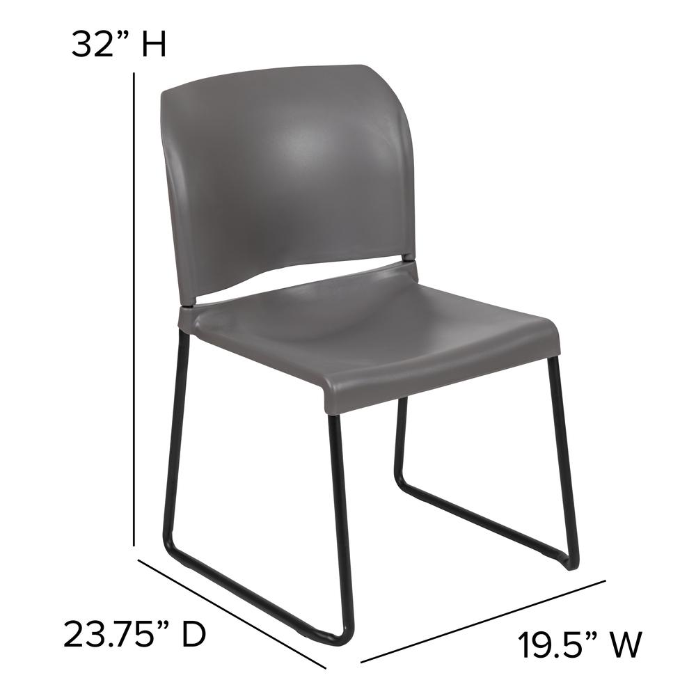 Hercules Series 880 Lb. Capacity Gray Full Back Contoured Stack Chair With Black Powder Coated Sled Base By Flash Furniture | Side Chairs | Modishstore - 4
