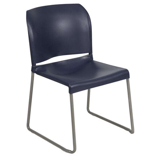 Hercules Series 880 Lb. Capacity Navy Full Back Contoured Stack Chair With Gray Powder Coated Sled Base By Flash Furniture | Side Chairs | Modishstore - 1