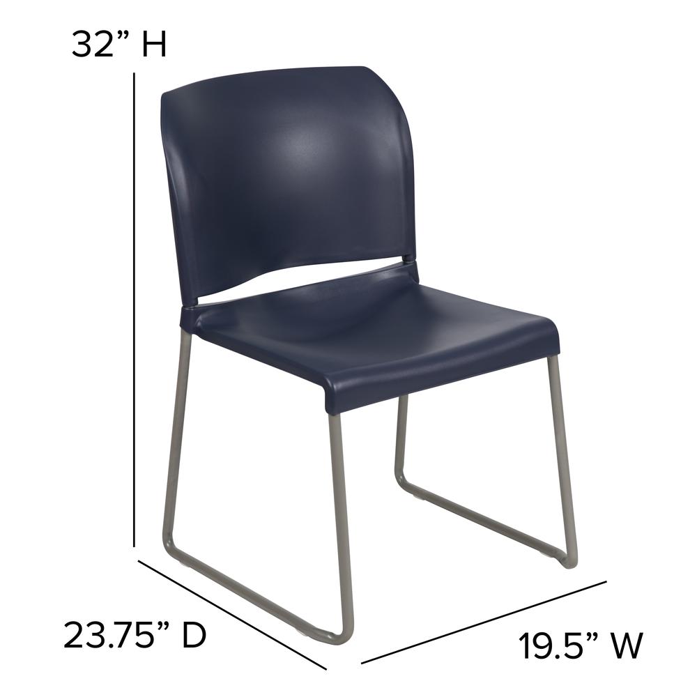 Hercules Series 880 Lb. Capacity Navy Full Back Contoured Stack Chair With Gray Powder Coated Sled Base By Flash Furniture | Side Chairs | Modishstore - 4