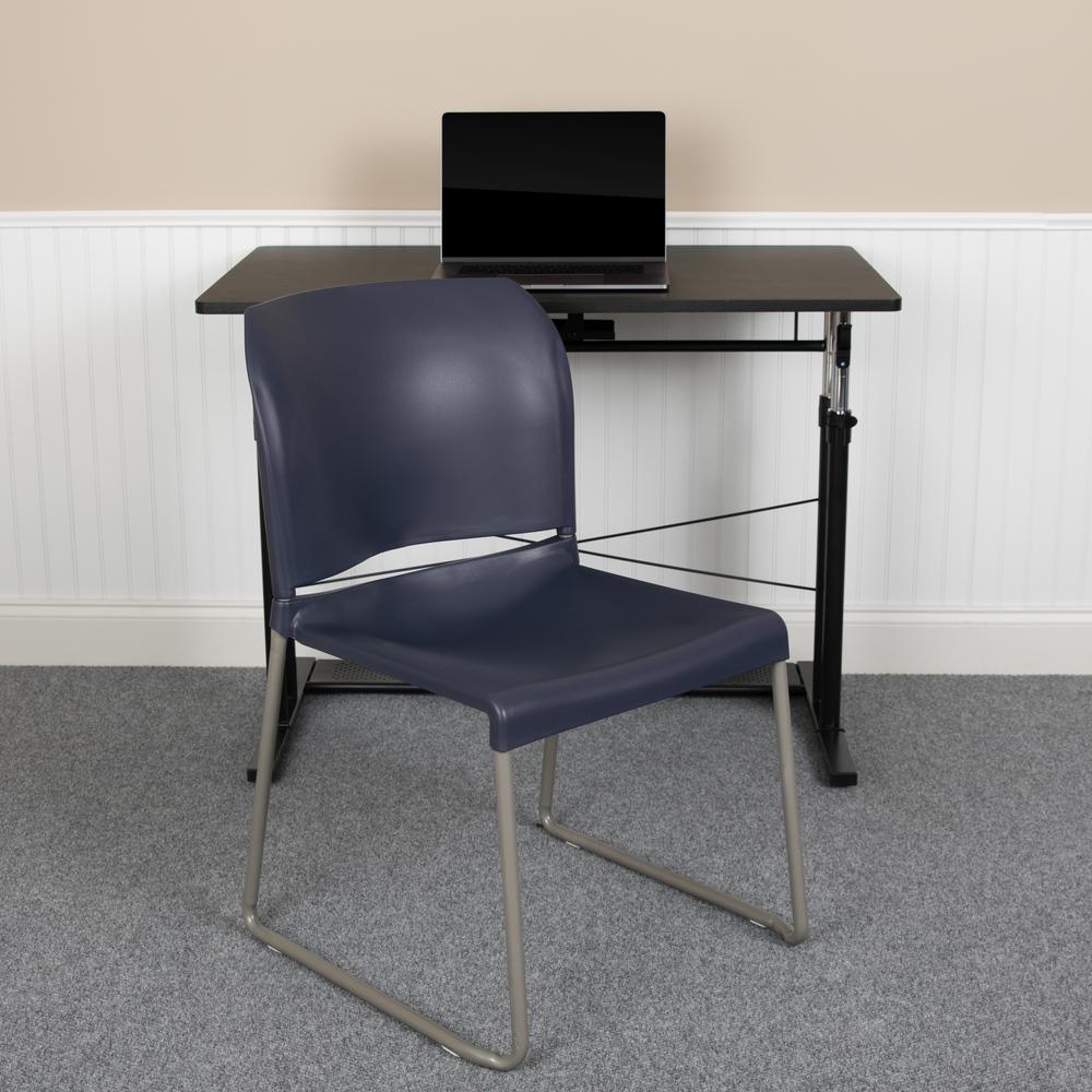 Hercules Series 880 Lb. Capacity Navy Full Back Contoured Stack Chair With Gray Powder Coated Sled Base By Flash Furniture | Side Chairs | Modishstore - 3