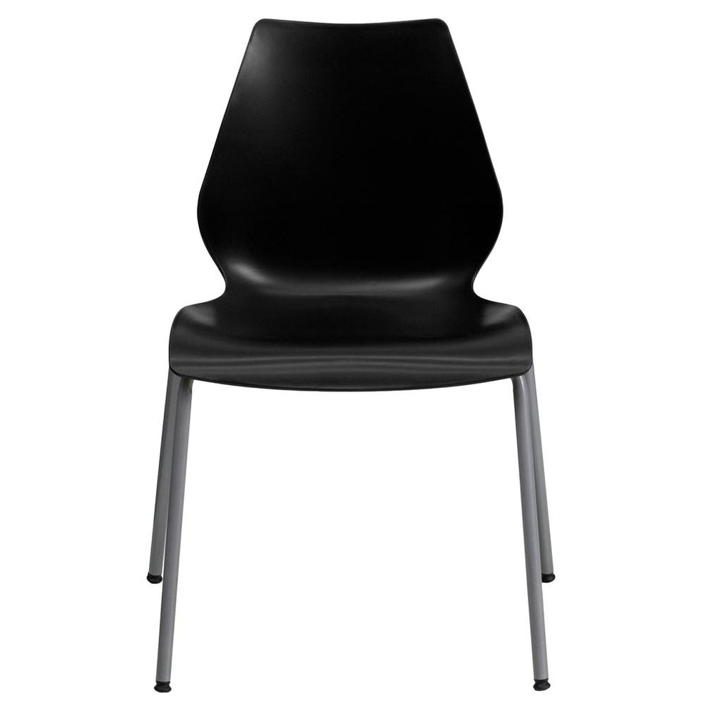 Hercules Series 770 Lb. Capacity Black Stack Chair With Lumbar Support And Silver Frame By Flash Furniture | Side Chairs | Modishstore - 4
