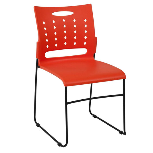 Hercules Series 881 Lb. Capacity Orange Sled Base Stack Chair With Air-Vent Back By Flash Furniture | Side Chairs | Modishstore - 1