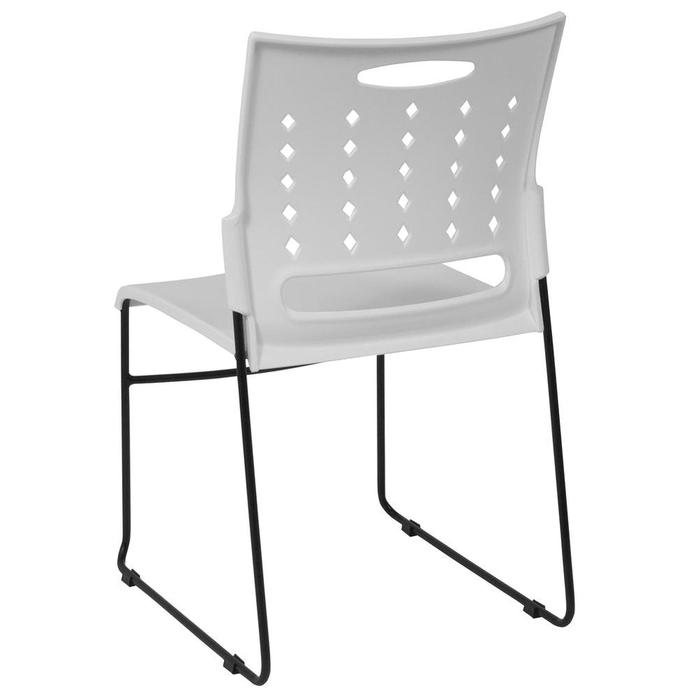 Hercules Series 881 Lb. Capacity White Sled Base Stack Chair With Air-Vent Back By Flash Furniture | Side Chairs | Modishstore - 3