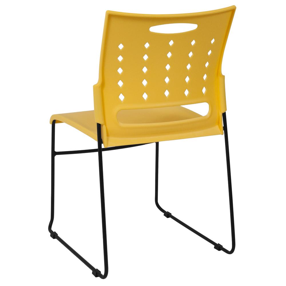 Hercules Series 881 Lb. Capacity Yellow Sled Base Stack Chair With Air-Vent Back By Flash Furniture | Side Chairs | Modishstore - 3