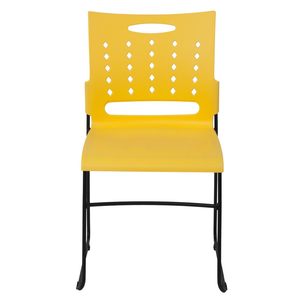 Hercules Series 881 Lb. Capacity Yellow Sled Base Stack Chair With Air-Vent Back By Flash Furniture | Side Chairs | Modishstore - 4