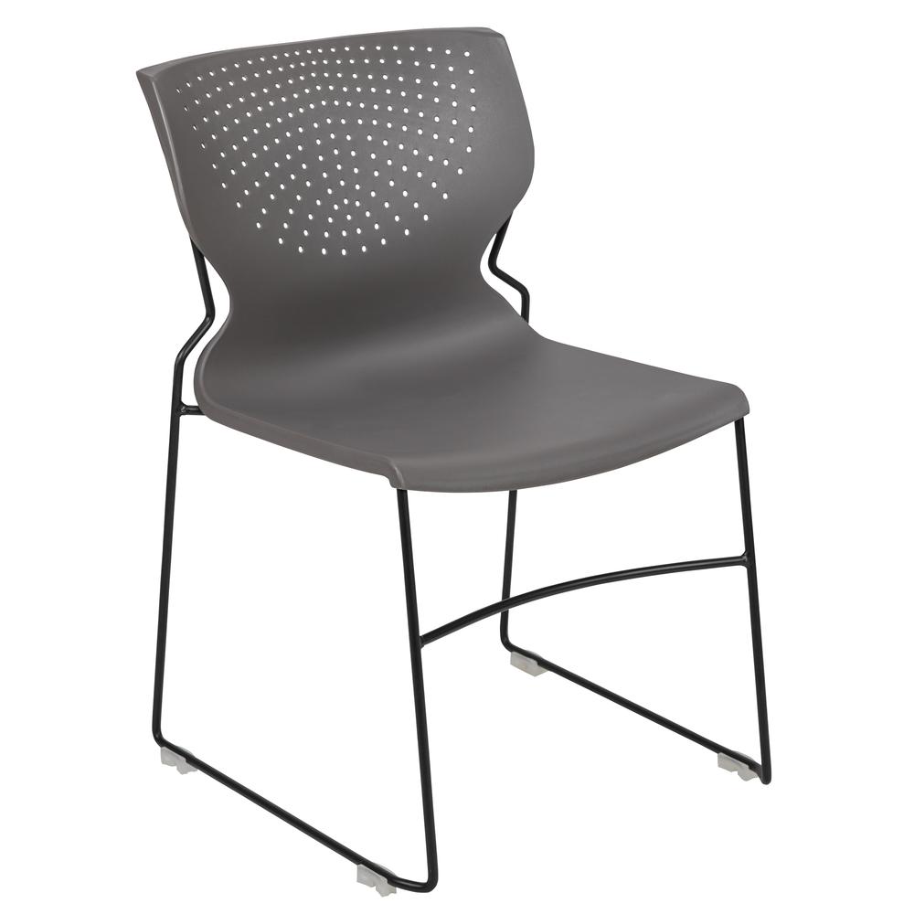 Hercules Series 661 Lb. Capacity Gray Full Back Stack Chair With Black Powder Coated Frame By Flash Furniture | Side Chairs | Modishstore