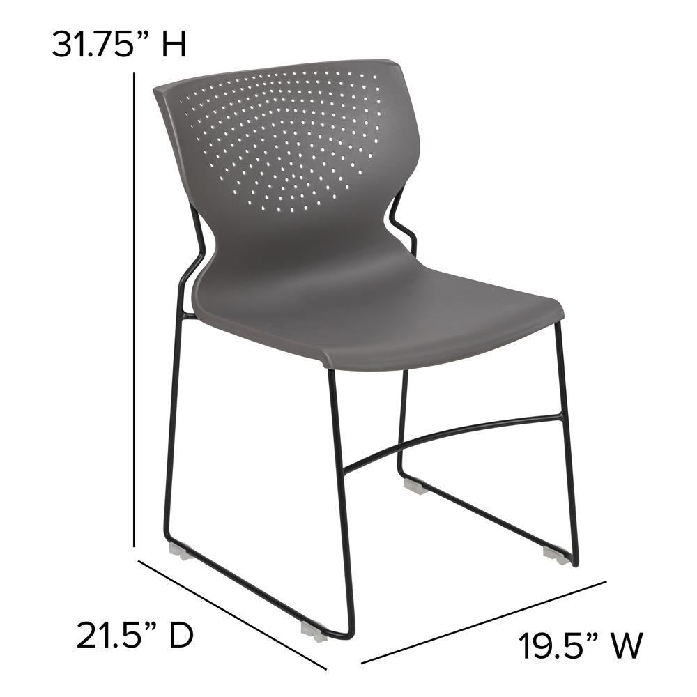 Hercules Series 661 Lb. Capacity Gray Full Back Stack Chair With Black Powder Coated Frame By Flash Furniture | Side Chairs | Modishstore - 4
