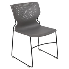 Hercules Series 661 Lb. Capacity Gray Full Back Stack Chair With Black Powder Coated Frame By Flash Furniture