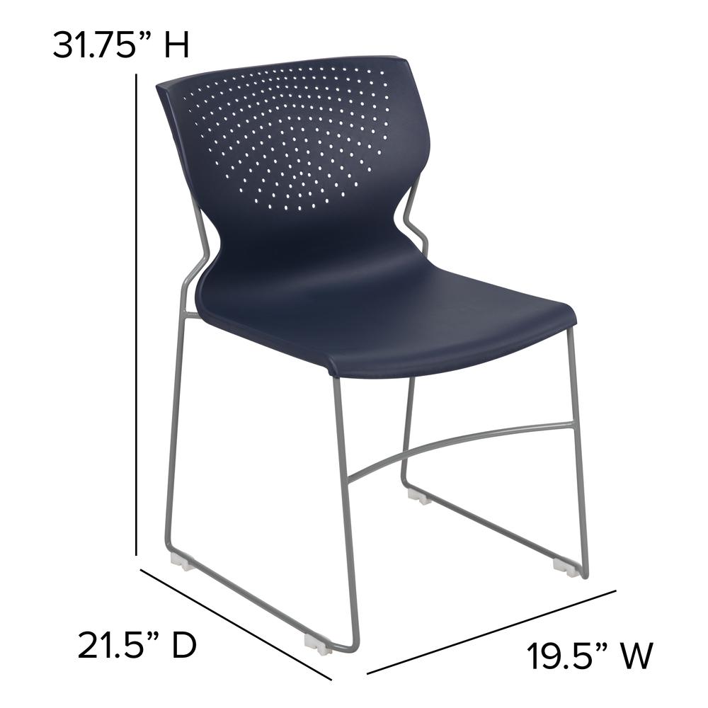 Hercules Series 661 Lb. Capacity Navy Full Back Stack Chair With Gray Powder Coated Frame By Flash Furniture | Side Chairs | Modishstore - 4