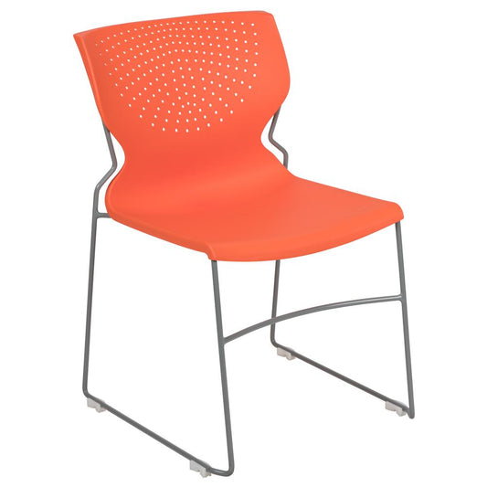 Hercules Series 661 Lb. Capacity Orange Full Back Stack Chair With Gray Powder Coated Frame By Flash Furniture | Side Chairs | Modishstore - 1