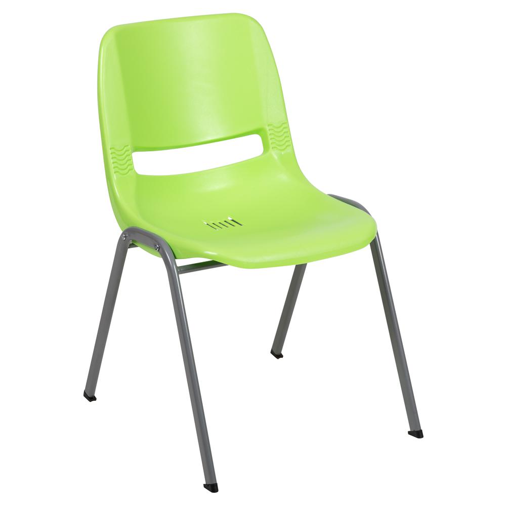 Hercules Series 880 Lb. Capacity Green Ergonomic Shell Stack Chair With Gray Frame By Flash Furniture | Side Chairs | Modishstore - 1