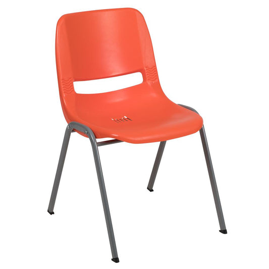 Hercules Series 880 Lb. Capacity Orange Ergonomic Shell Stack Chair With Gray Frame By Flash Furniture | Side Chairs | Modishstore