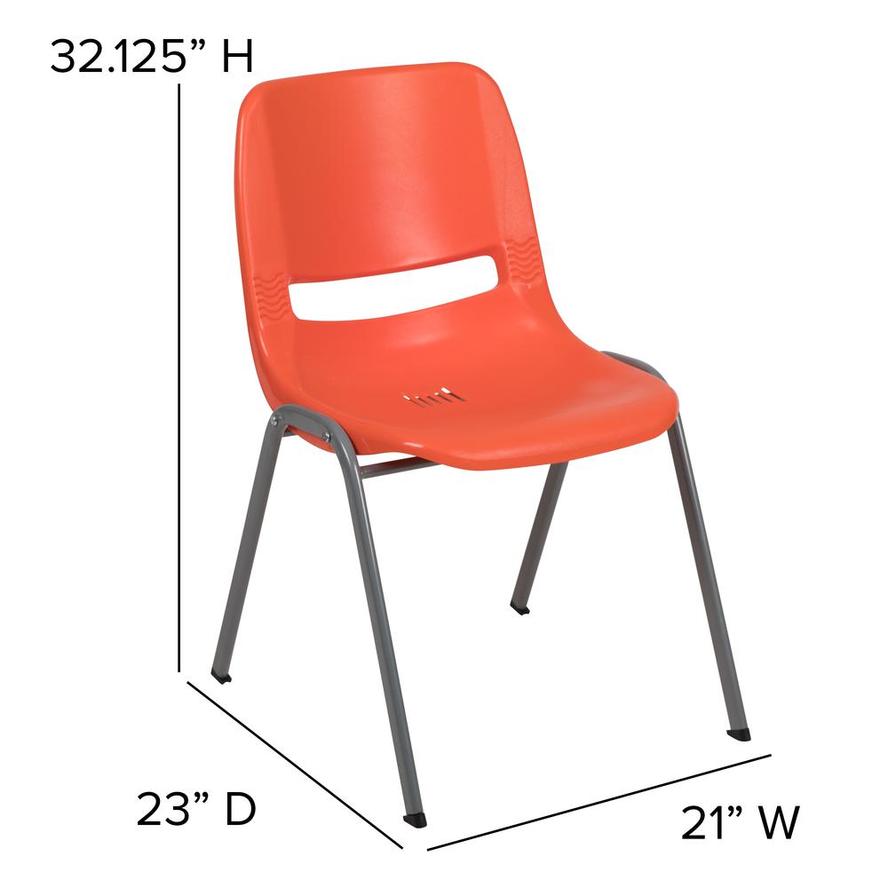 Hercules Series 880 Lb. Capacity Orange Ergonomic Shell Stack Chair With Gray Frame By Flash Furniture | Side Chairs | Modishstore - 4