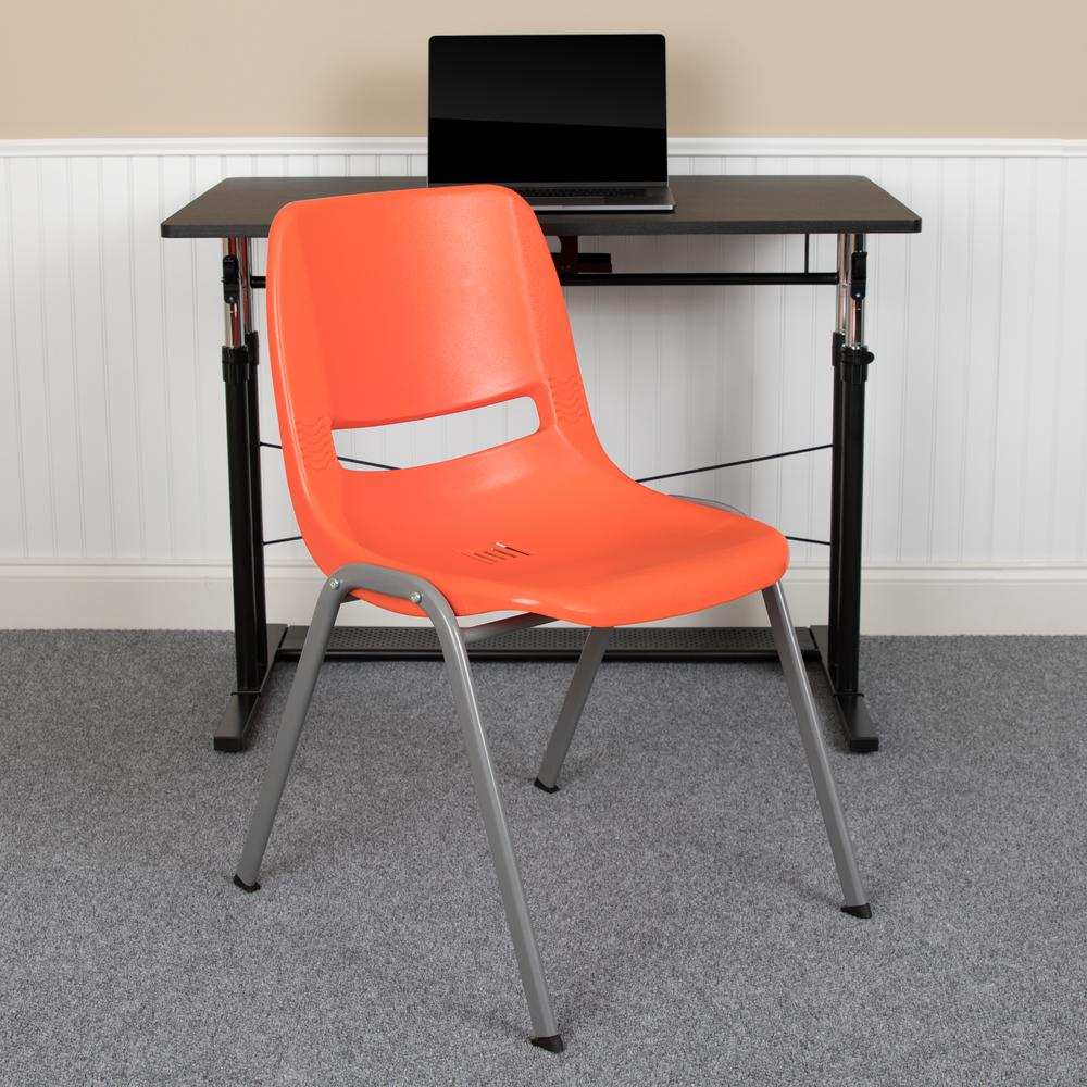 Hercules Series 880 Lb. Capacity Orange Ergonomic Shell Stack Chair With Gray Frame By Flash Furniture | Side Chairs | Modishstore - 3