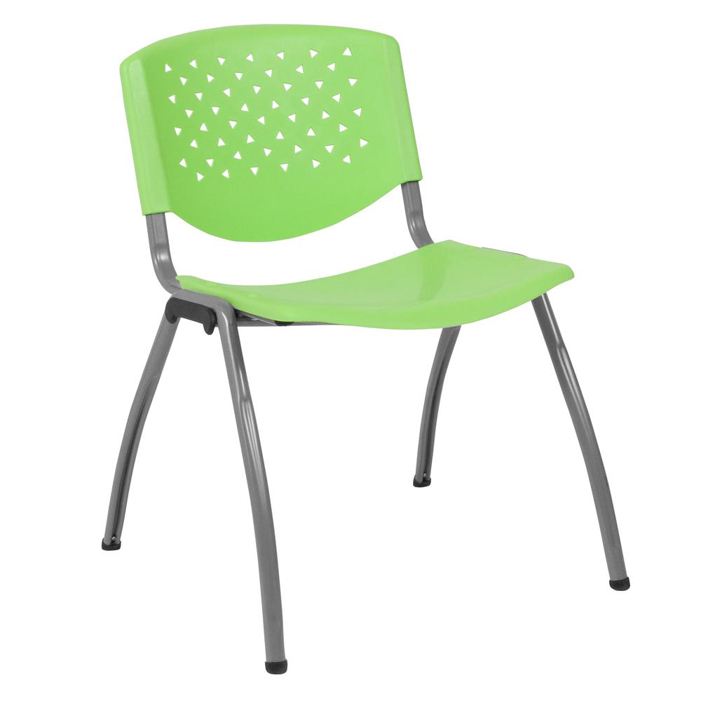Hercules Series 880 Lb. Capacity Green Plastic Stack Chair With Titanium Gray Powder Coated Frame By Flash Furniture | Side Chairs | Modishstore - 1