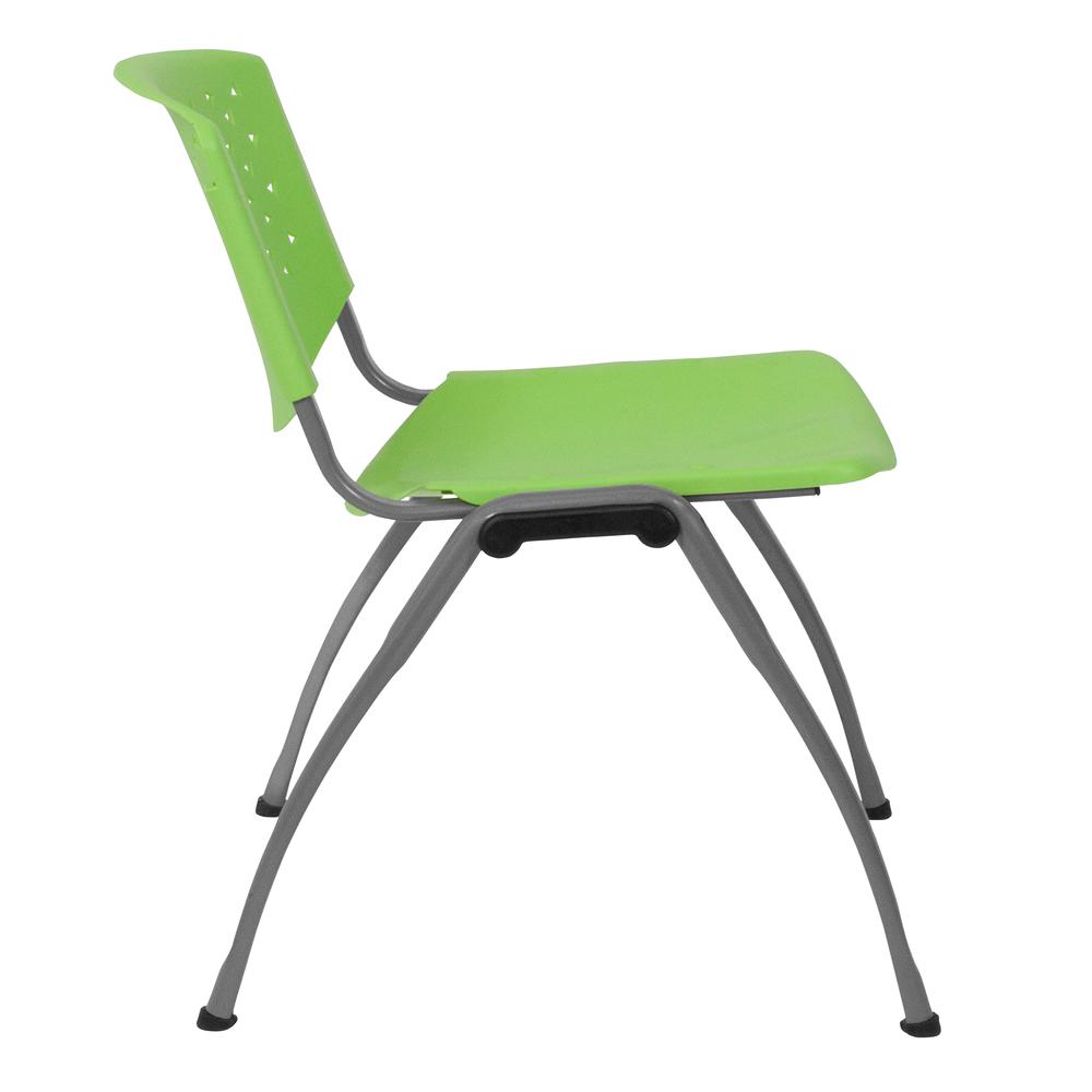 Hercules Series 880 Lb. Capacity Green Plastic Stack Chair With Titanium Gray Powder Coated Frame By Flash Furniture | Side Chairs | Modishstore - 3