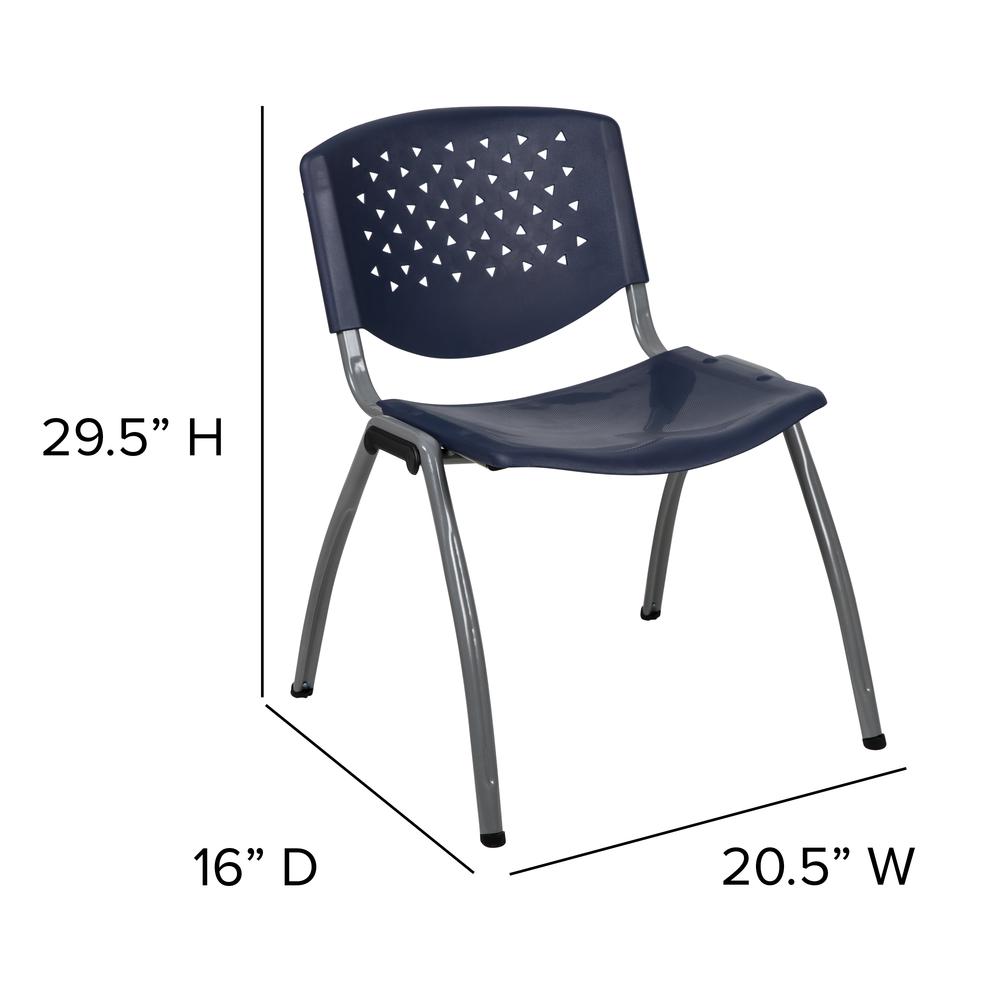 Hercules Series 880 Lb. Capacity Navy Plastic Stack Chair With Titanium Gray Powder Coated Frame By Flash Furniture | Side Chairs | Modishstore - 4