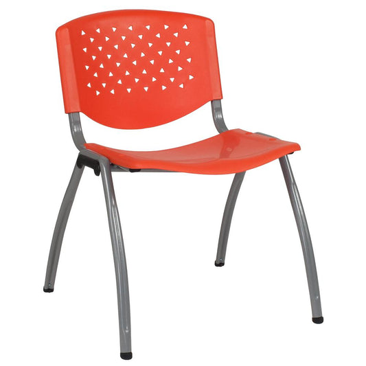 Hercules Series 880 Lb. Capacity Orange Plastic Stack Chair With Titanium Gray Powder Coated Frame By Flash Furniture | Side Chairs | Modishstore - 1