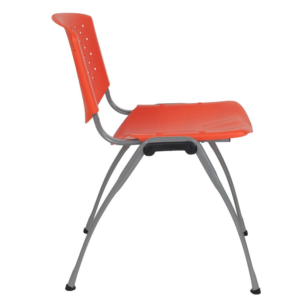 Hercules Series 880 Lb. Capacity Orange Plastic Stack Chair With Titanium Gray Powder Coated Frame By Flash Furniture | Side Chairs | Modishstore - 3