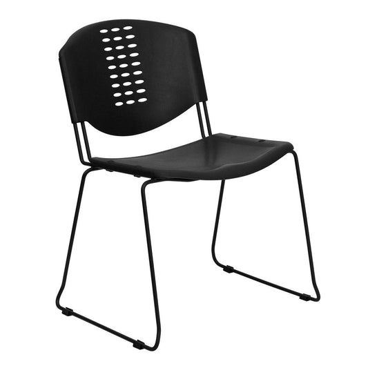 Hercules Series 400 Lb. Capacity Black Plastic Stack Chair With Black Frame By Flash Furniture | Side Chairs | Modishstore