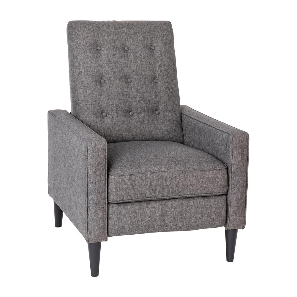 Ezra Mid-Century Modern Fabric Upholstered Button Tufted Pushback Recliner In Gray For Residential & Commercial Use By Flash Furniture | Chairs & Recliners | Modishstore
