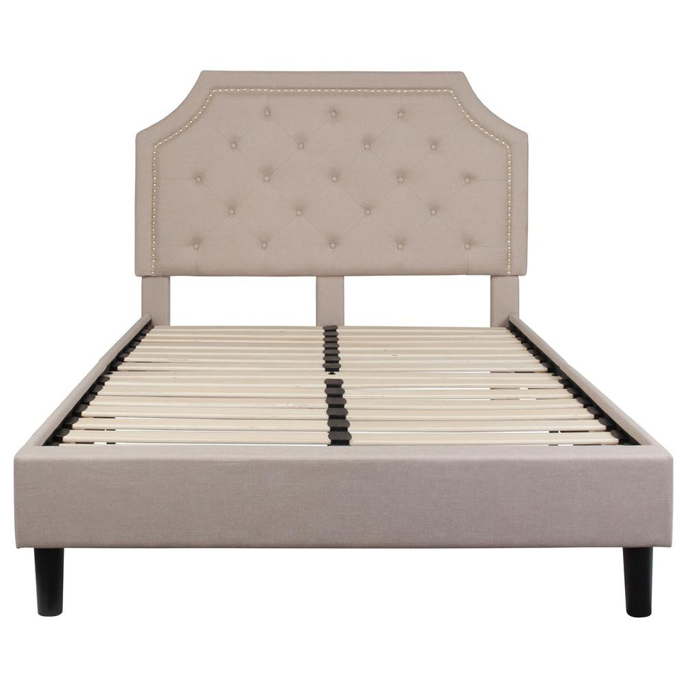 Brighton Full Size Tufted Upholstered Platform Bed In Beige Fabric By Flash Furniture | Beds | Modishstore - 2