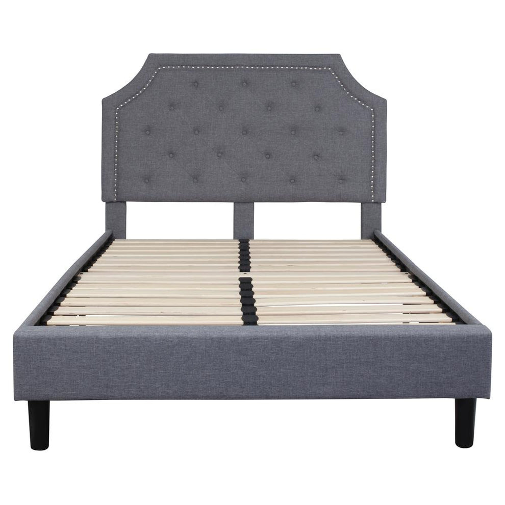 Brighton Full Size Tufted Upholstered Platform Bed In Light Gray Fabric By Flash Furniture | Beds | Modishstore - 2