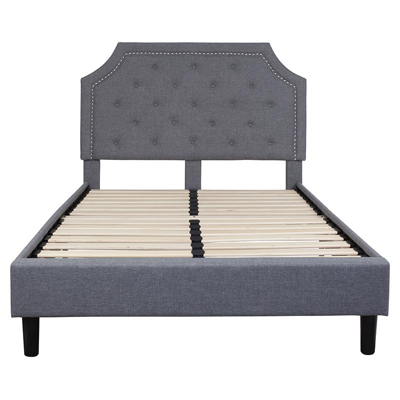 Brighton Full Size Tufted Upholstered Platform Bed In Light Gray Fabric By Flash Furniture | Beds | Modishstore - 3
