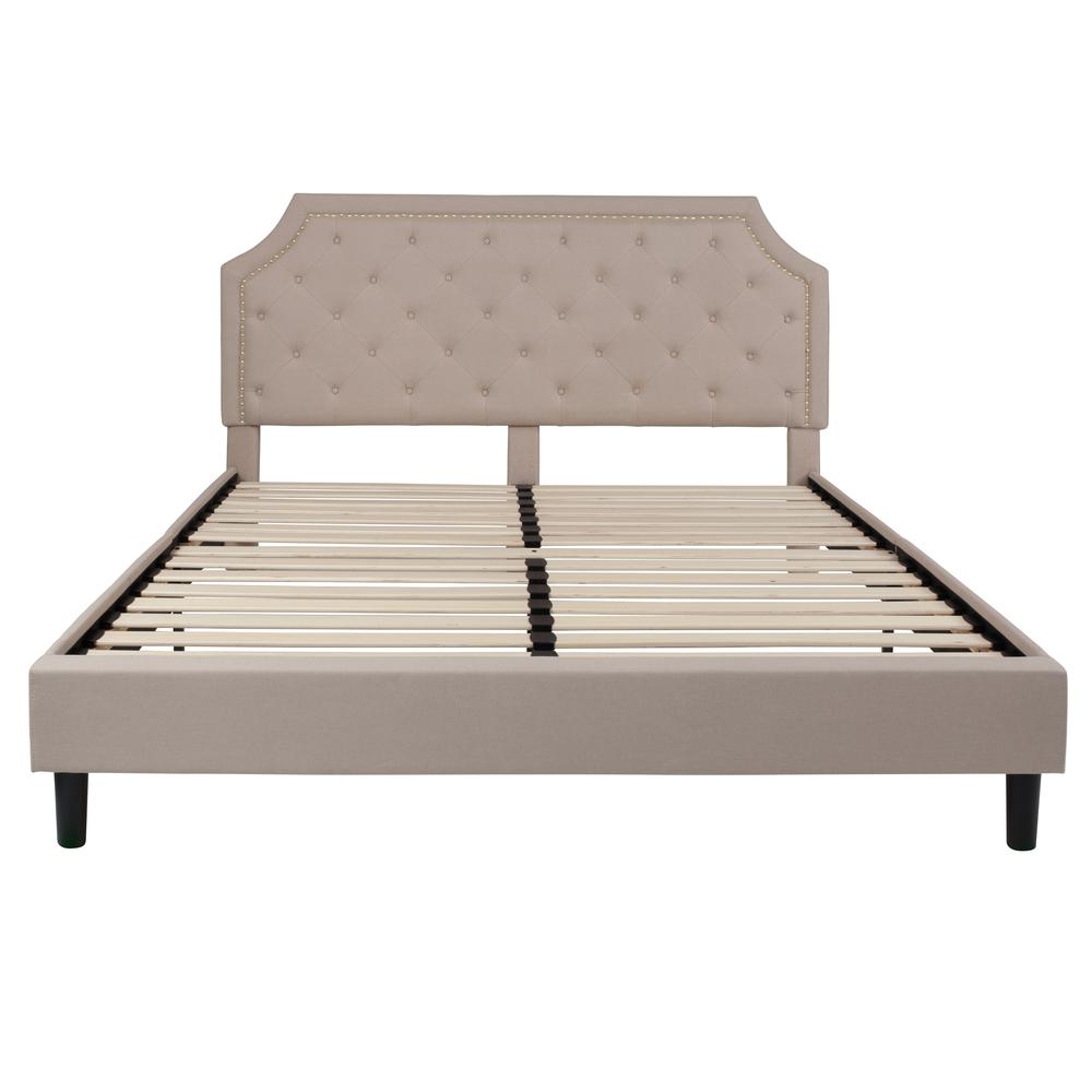 Brighton King Size Tufted Upholstered Platform Bed In Beige Fabric By Flash Furniture | Beds | Modishstore - 2