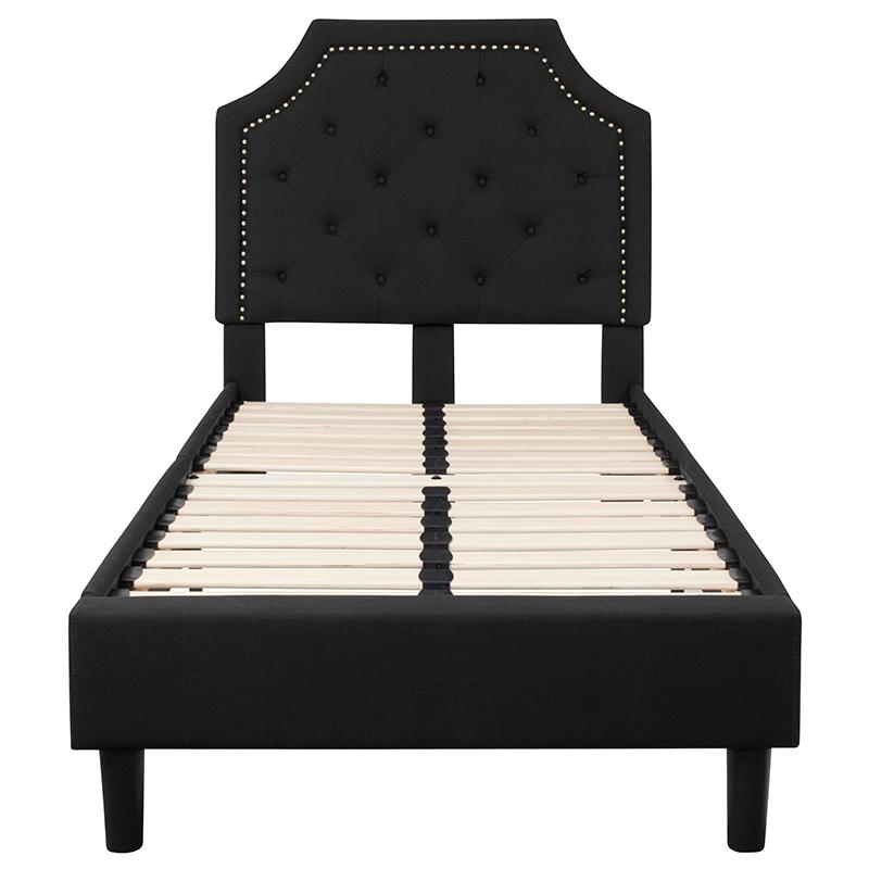 Brighton Twin Size Tufted Upholstered Platform Bed In Black Fabric By Flash Furniture | Beds | Modishstore - 3