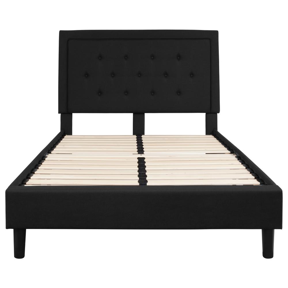 Roxbury Full Size Tufted Upholstered Platform Bed In Black Fabric By Flash Furniture | Beds | Modishstore - 2