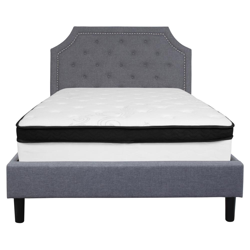 Brighton Full Size Tufted Upholstered Platform Bed In Light Gray Fabric With Memory Foam Mattress By Flash Furniture | Beds | Modishstore - 3