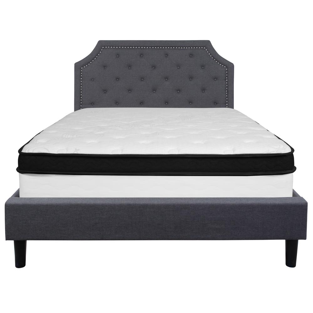 Brighton Queen Size Tufted Upholstered Platform Bed In Dark Gray Fabric With Memory Foam Mattress By Flash Furniture | Beds | Modishstore - 3