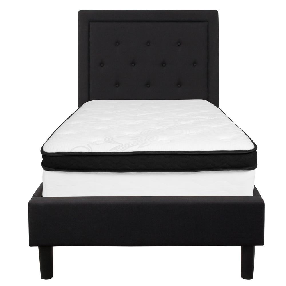 Roxbury Twin Size Tufted Upholstered Platform Bed In Black Fabric With Memory Foam Mattress By Flash Furniture | Beds | Modishstore - 3