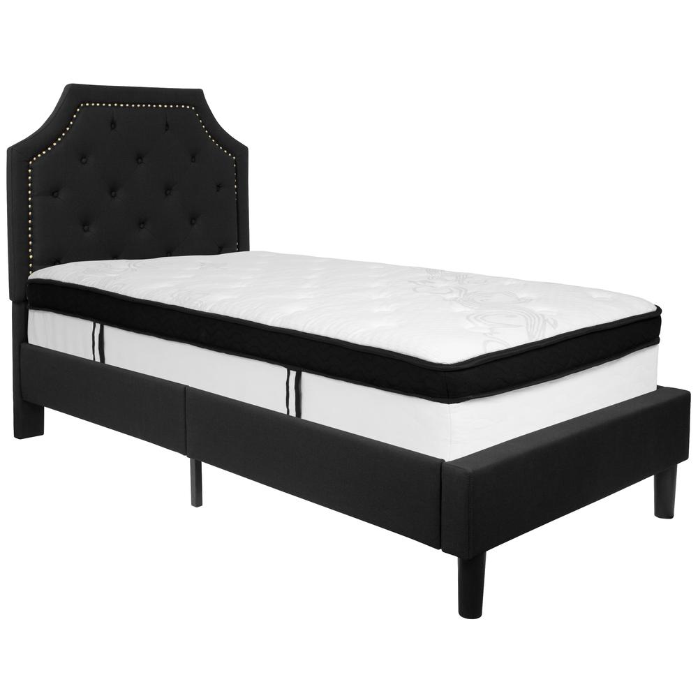 Brighton Twin Size Tufted Upholstered Platform Bed In Black Fabric With Memory Foam Mattress By Flash Furniture | Beds | Modishstore - 2