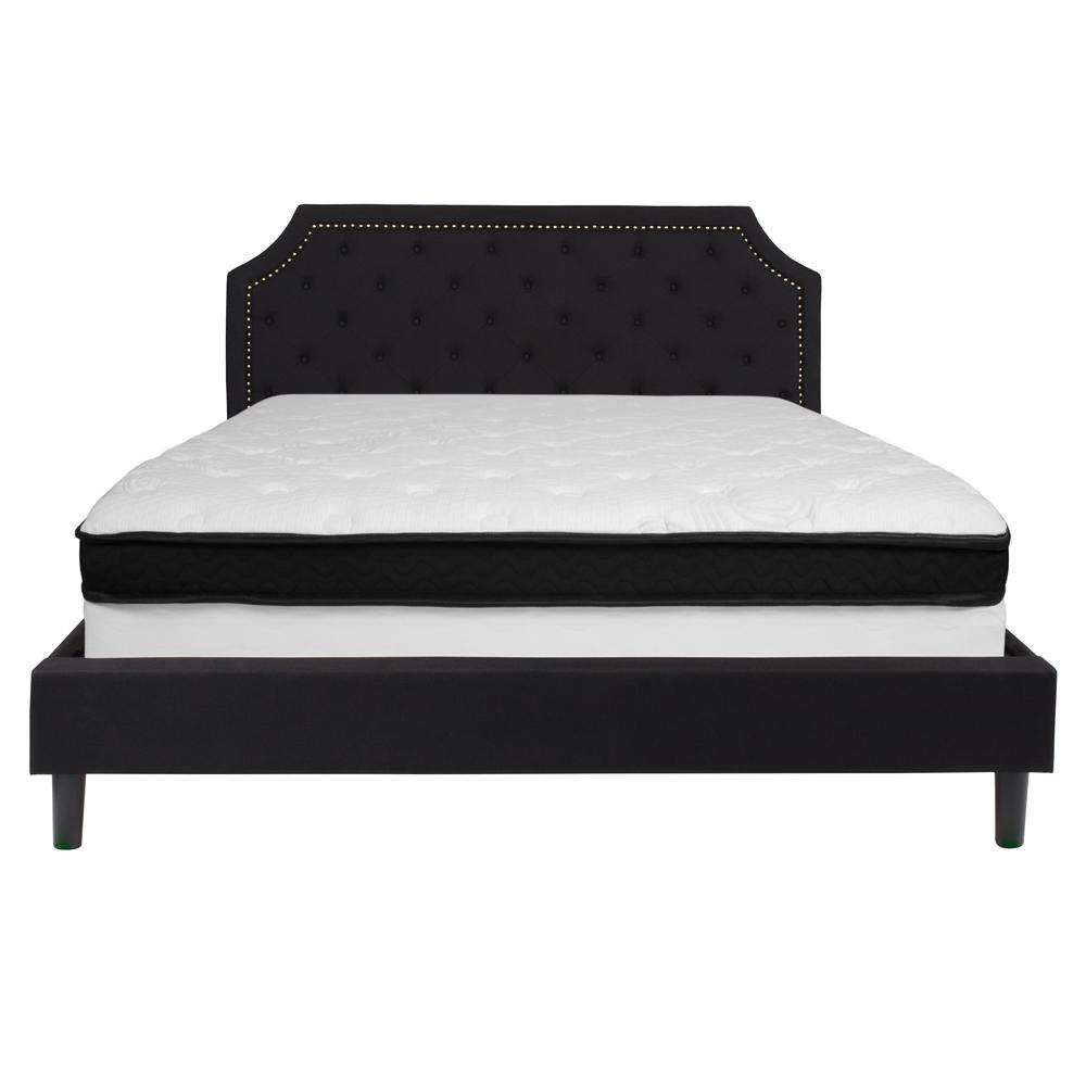 Brighton King Size Tufted Upholstered Platform Bed In Black Fabric With Memory Foam Mattress By Flash Furniture | Beds | Modishstore - 3
