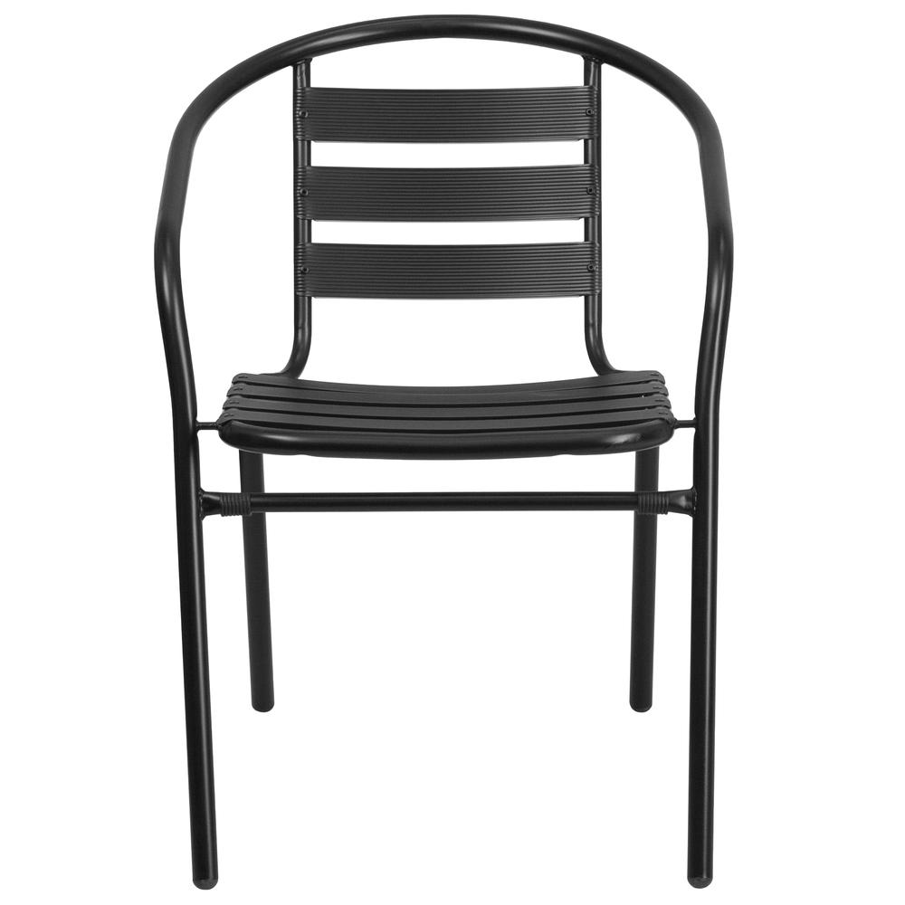 Black Metal Restaurant Stack Chair With Aluminum Slats By Flash Furniture | Dining Chairs | Modishstore - 4