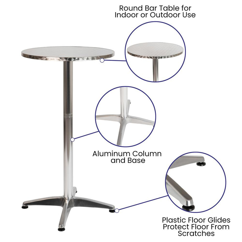 23.5" Round Aluminum Indoor-Outdoor Bar Height Table By Flash Furniture | Bar Tables | Modishstore - 4