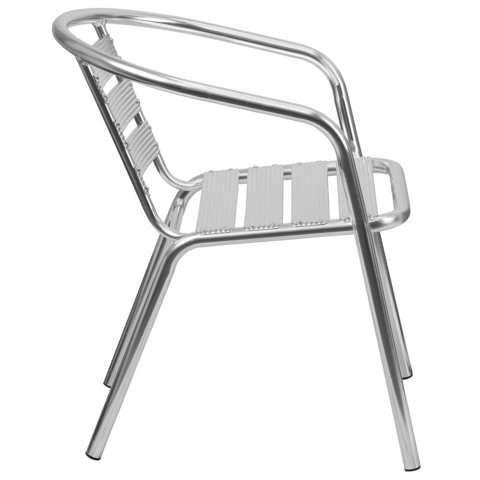 Heavy Duty Commercial Aluminum Indoor-Outdoor Restaurant Stack Chair With Triple Slat Back By Flash Furniture | Dining Chairs | Modishstore - 4