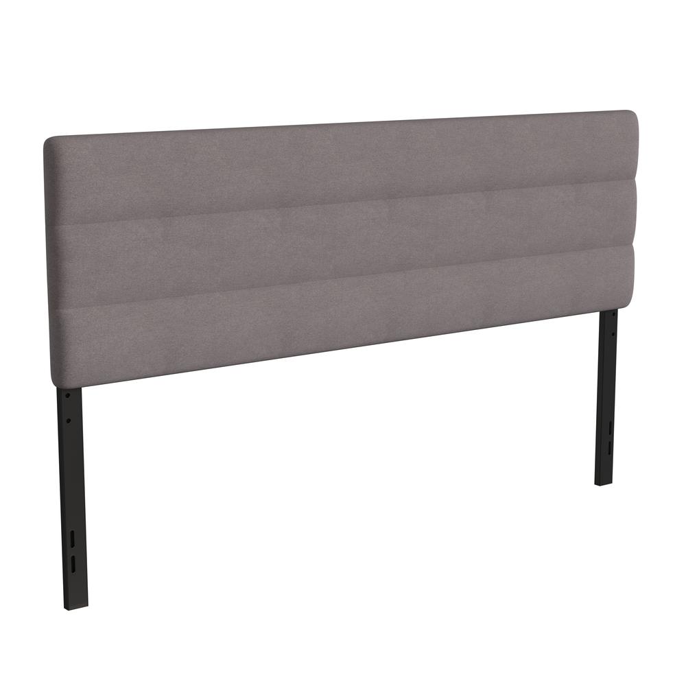 Paxton King Channel Stitched Fabric Upholstered Headboard, Adjustable Height From  44.5" To 57.25" - Gray By Flash Furniture | Headboards | Modishstore - 1