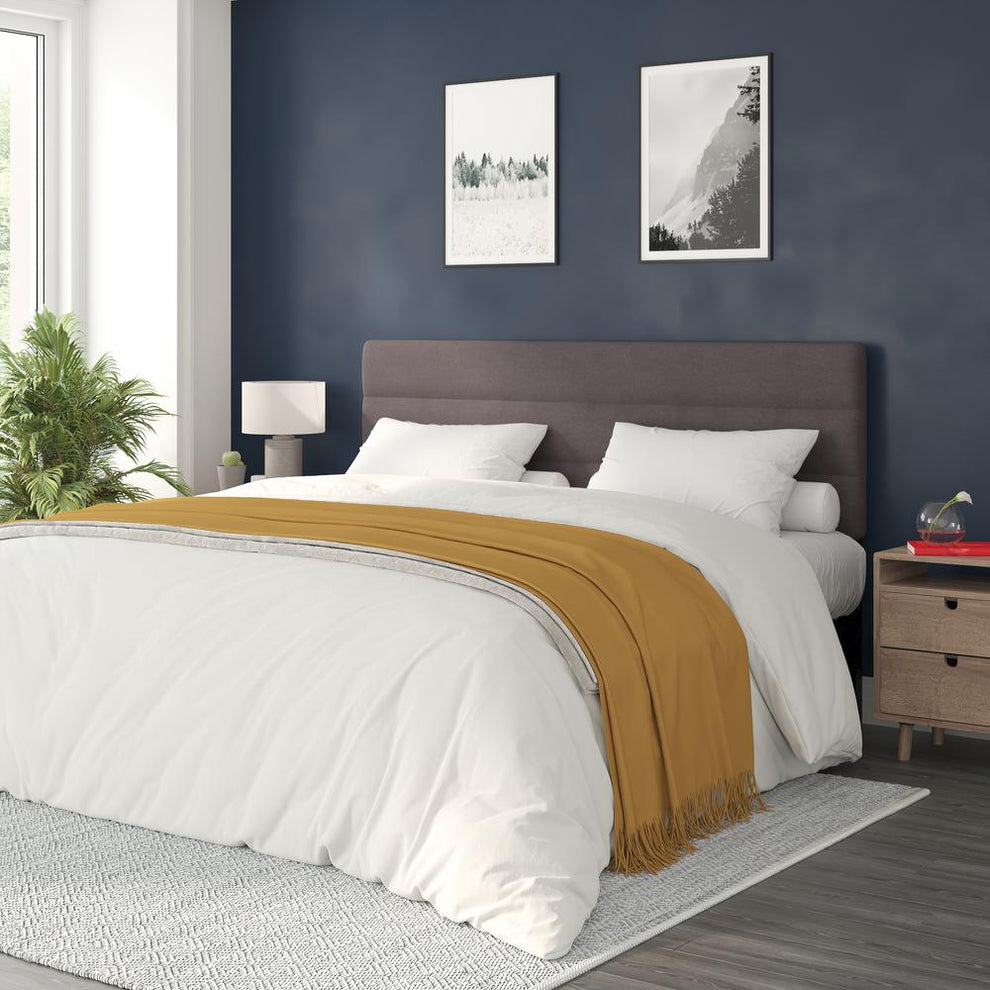Paxton King Channel Stitched Fabric Upholstered Headboard, Adjustable Height From  44.5" To 57.25" - Gray By Flash Furniture | Headboards | Modishstore - 2