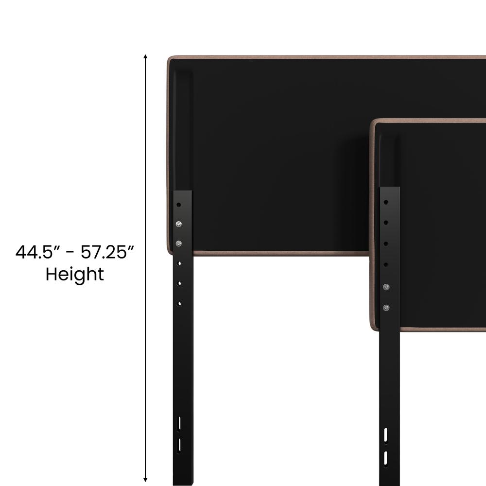 Paxton Twin Channel Stitched Fabric Upholstered Headboard, Adjustable Height From  44.5" To 57.25" - Taupe By Flash Furniture | Headboards | Modishstore - 4