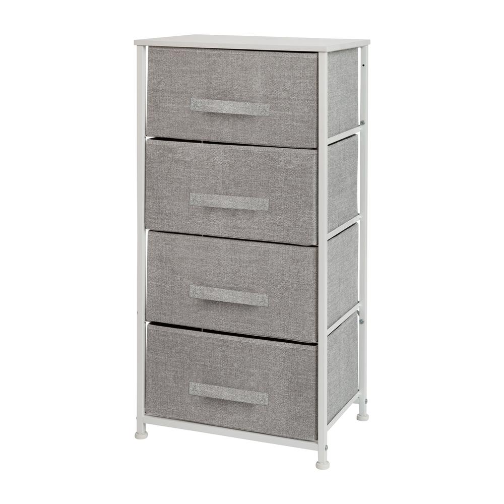 4 Drawer Wood Top White Cast Iron Frame Vertical Storage Dresser With Light Gray Easy Pull Fabric Drawers By Flash Furniture | Dressers | Modishstore - 2