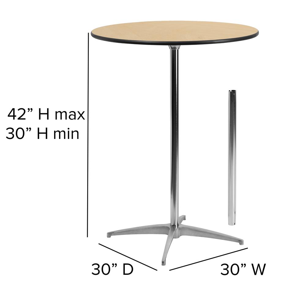 30'' Round Wood Cocktail Table With 30'' And 42'' Columns By Flash Furniture | Bar Tables | Modishstore - 4