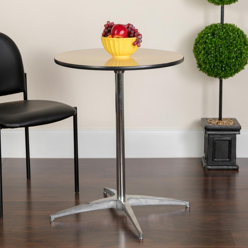 30'' Round Wood Cocktail Table With 30'' And 42'' Columns By Flash Furniture | Bar Tables | Modishstore - 1