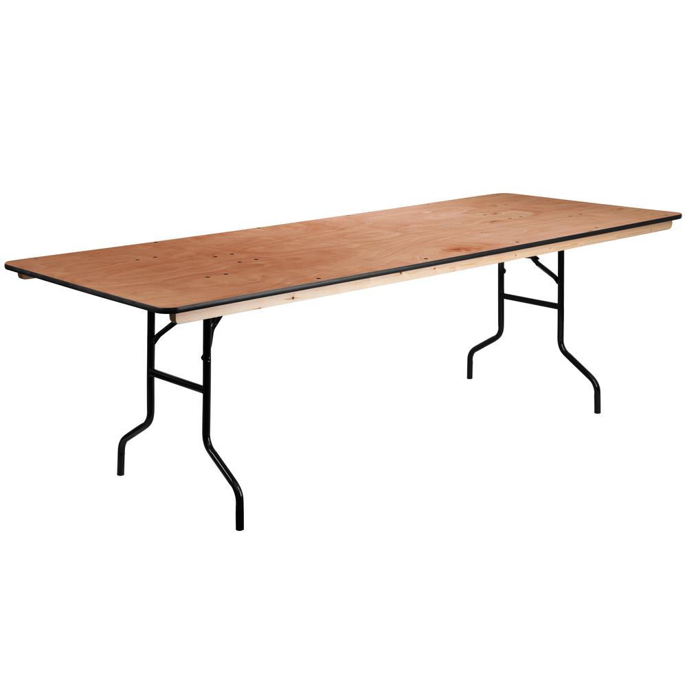 8-Foot Rectangular Wood Folding Banquet Table With Clear Coated Finished Top By Flash Furniture | Side Tables | Modishstore - 1