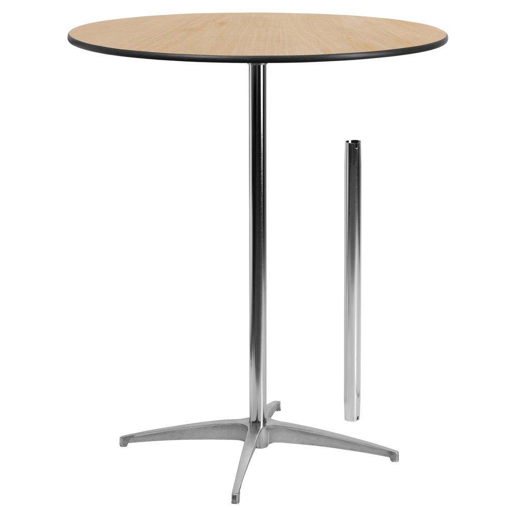 36'' Round Wood Cocktail Table With 30'' And 42'' Columns By Flash Furniture | Bar Tables | Modishstore - 2